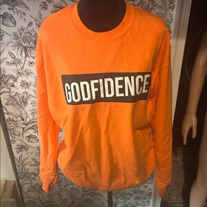 Gildan Orange GODFIDENCE Graphic Crewneck Sweatshirt